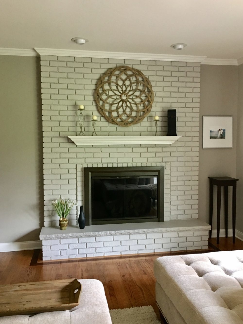 Light colored painted fireplace R&J Painting