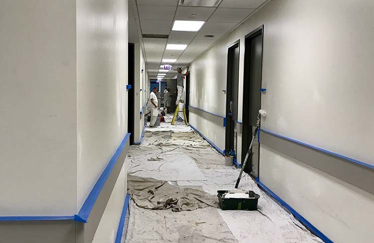 professionally painted office hallway