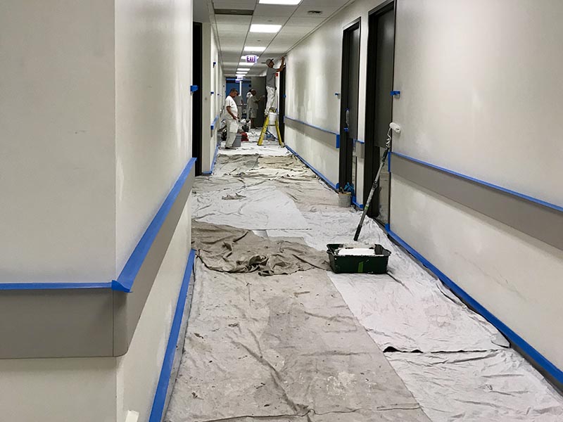 Medical Hallway Painting before