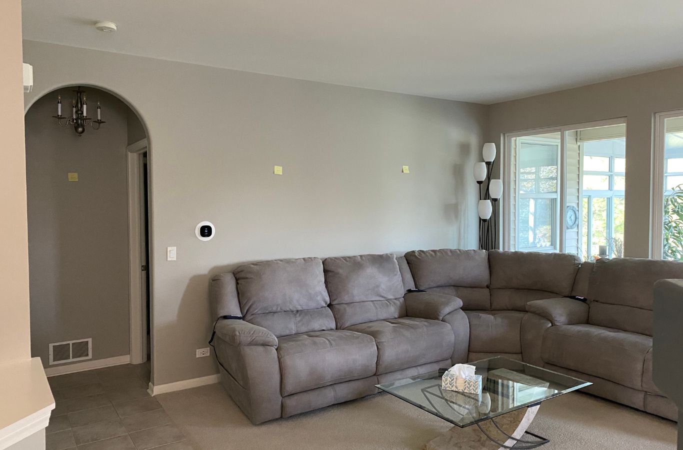 R&J Painting interior painter applying smooth coats in Lake in the Hills, IL using pro tools to create clean, high-quality finishes in residential spaces.