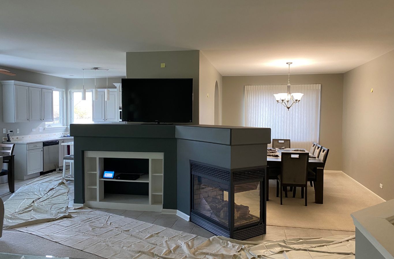R&J Painting expert performing detailed interior painting in Lake in the Hills, IL, showcasing precision and trusted workmanship for homeowners. Interior Painter near me.
